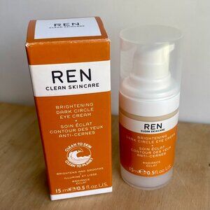 REN Clean Skincare Brightening Dark Circle Eye Cream, New, Full Size 15mL.